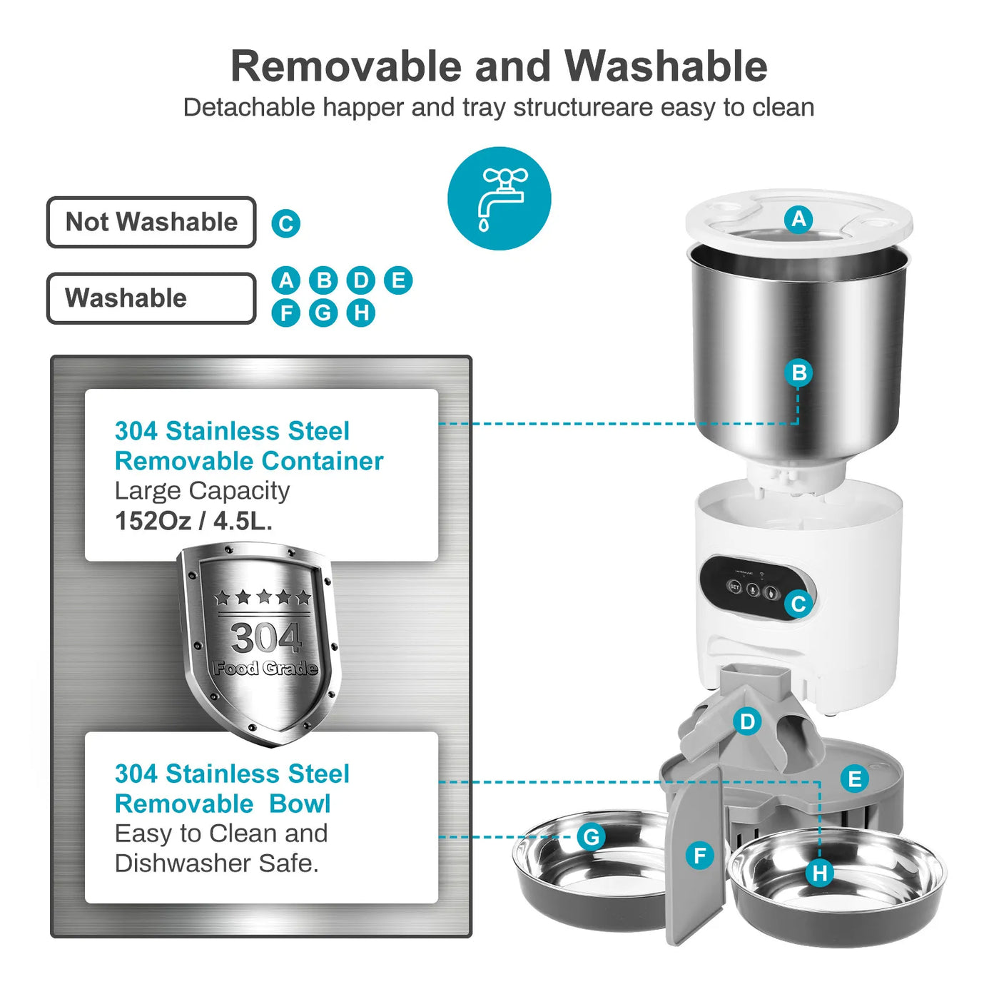 45L Dog Feeder, Timed & Recorded Meals