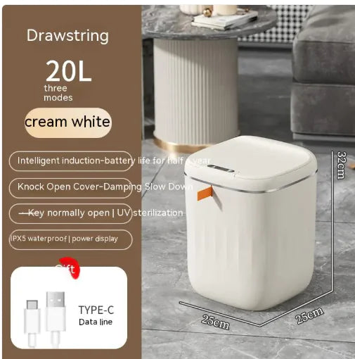 Smart Trash Can With Lid For Bedroom And Living Room Kitchen Storage Box Trash Can Induction Small Car Box Automatic Smart Dustbin Smart Trash Bin